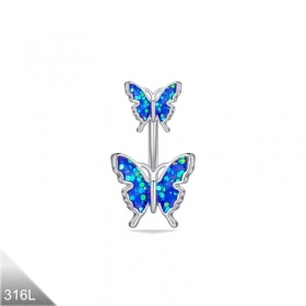 Bauchnabelpiercing Schmetterling Glitzer Blau