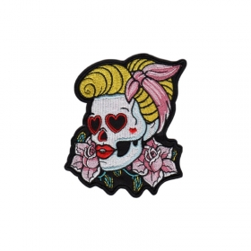 Patch Aufnäher Pinup Girl Rose Tattoo  Skull
