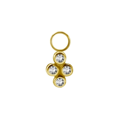 Charm Clicker Ring Anhänger 4 Kristalle Gold