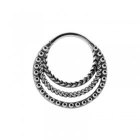 1,2mm Segmentring Clicker Silber Tribal 3fach Ring