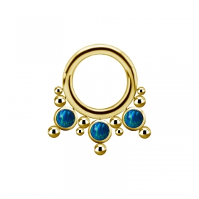 1,2mm Titan Segmentring Clicker Gold Opal blau Septum PVD
