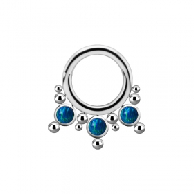 1,2mm Titan Segmentring Clicker Silber Opal blau Septum