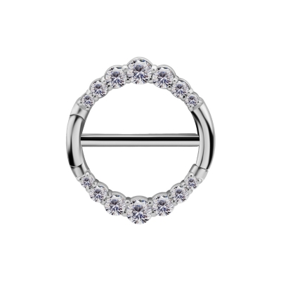 1 Paar Nippel Piercing Clicker Ring silber Kristalle klar