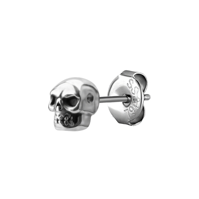 1 Paar Ohrstecker Stahl Silber Totenkopf Skull