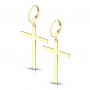 1 Paar Creole Hoop Ohrschmuck gold mit Kreuz lang