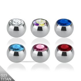 1,6mm Kugel Titan silber Aufsatz Ball mit Kristall
