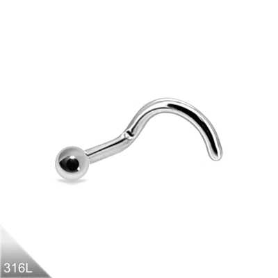 1,2mm Titan Nasenpiercing Spirale mit Silber Ball – G23 Titan, Nostril-Piercing