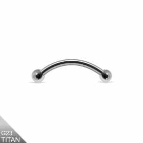 1,6mm Titan Curved Barbell Banana – Silber mit Schraubkugeln