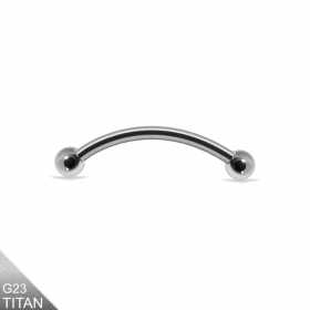 1,6mm Titan Curved Barbell Banana – Silber mit Schraubkugeln