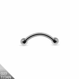 1,6mm Titan Curved Barbell Banana – Silber mit Schraubkugeln