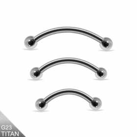 1,6mm Titan Curved Barbell Banana – Silber mit Schraubkugeln