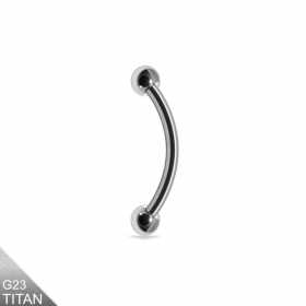 1,6mm Titan Curved Barbell Banana – Silber mit Schraubkugeln