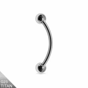 1,6mm Titan Curved Barbell Banana – Silber mit Schraubkugeln