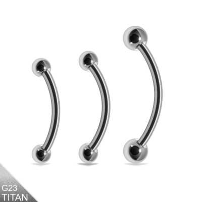 1,6mm Titan Curved Barbell Banana – Silber mit Schraubkugeln