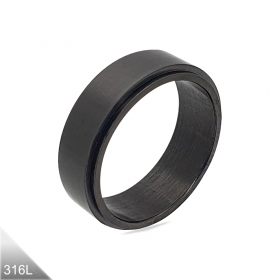 8mm Ring Bandring schwarz spinning gebürstet