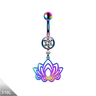 Bauchnabelpiercing Lotusblume Regenbogen