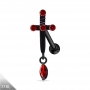 0,8mm Helix Tragus Schwert mit Bluttropfen schwarz rot Gothik Hänger