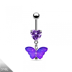 Bauchnabelpiercing Herz Schmetterling Violett Lila