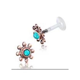 1,2mm Labret Push In PTFE Rosemessing Blume Turquoise
