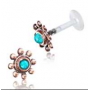 1,2mm Labret Push In PTFE Rosemessing Blume Turquoise