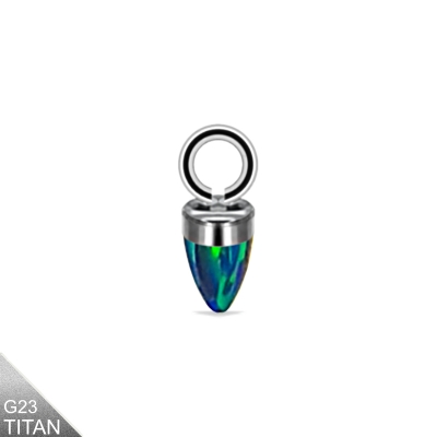 Titan Charm Clicker Ring Anhänger Opal Spike dunkelgrün