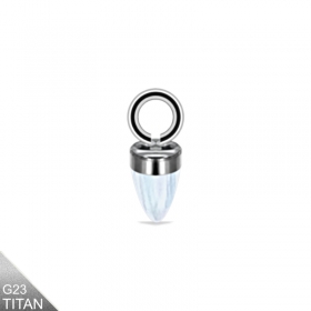 Titan Charm Clicker Ring Anhänger Opal Spike weiss