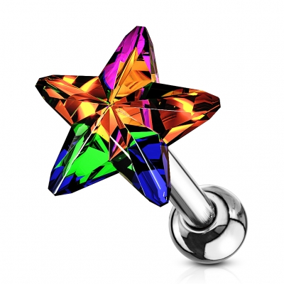 Tragus Helix Stern Star Kristall vitrail medium Knorpelpiercing