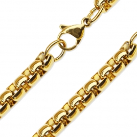 Kette aus Edelstahl Rundbox Halskette gold