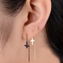 1 Paar Durchzieh-Ohrring Kette Ohrschmuck umgedrehtes Kreuz