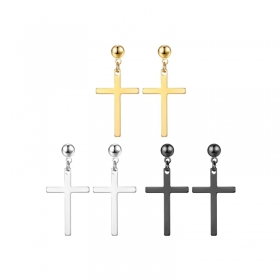 1 Paar Ohrstecker Stahl Kreuz in 3 Farben