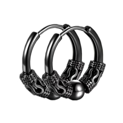 1 Paar Creole Clicker schwarz Ringe Bali Style