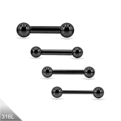 1,2mm Gerader Stab Schwarz mit Kugel – Straight Barbell für Bridge & mehr