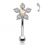 Curved Barbell Augenbraue Rook Banana mit Blume Kristall