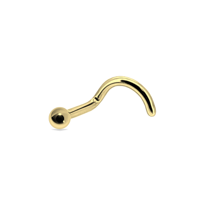 1,2mm Titan Nasenpiercing Spirale mit Ball – Gold, G23 Titan, 2mm Kugel