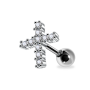 Tragus Helix Kreuz Cross silber Kristall klar
