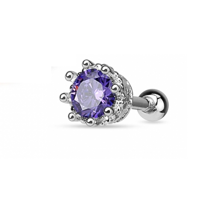 Helix Tragus Krone Silber Kristall violett