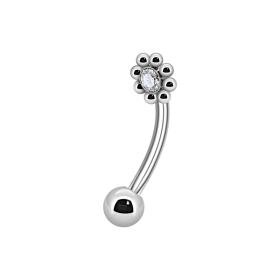 Curved Barbell Rook Banana – Beaded Flower mit Kristall