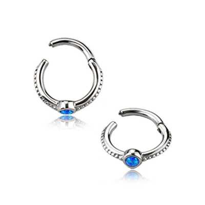 1,2mm Segmentring Clicker Silber mit blauem Opal