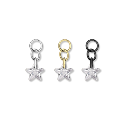 Charm Anhänger "Elegance Star" – Cubic Zirkonia, für Clicker & Piercings