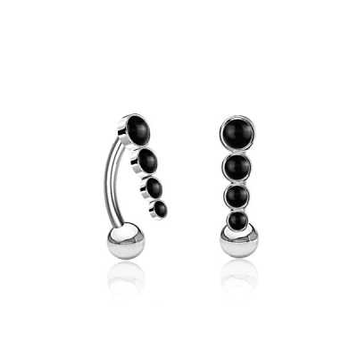 Bauchnabelpiercing Reverse silber Onyx