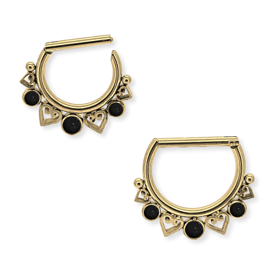 1,2mm Septum Clicker gold Herz Perlen oder Onyx