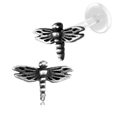 1,2mm Labret Push In PTFE 925er Silber Libelle