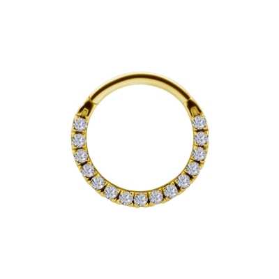 18K Gold 1,2mm*10mm Segmentring Clicker Septum 15 Diamanten