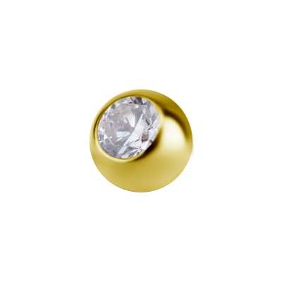 18K Gold 1,2mm Kugel Ball mit Premium Zirkonia 2,5 oder 3mm