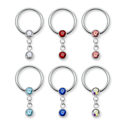 1,6mm Klemmkugelring Intimpiercing mit Hänger – 6 Farben BCR