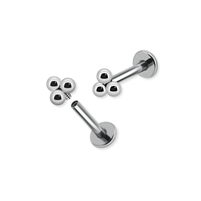 1,2mm Labret Innengewinde BriMar 3 Kugeln als Pyramide 4mm