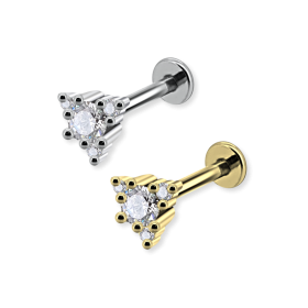 1,2mm Labret Innengewinde Dreieck Kristall klar 1,2mm Labret Innengewinde Dreieck Kristall klar