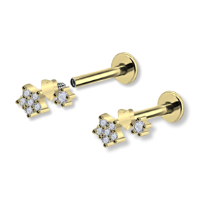 1,2mm Labret Innengewinde Three Stars Sterne 1,2mm Labret Innengewinde Three Stars Sterne
