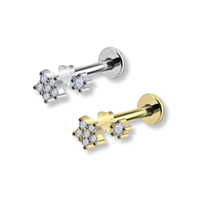 1,2mm Labret Innengewinde Three Stars Sterne 1,2mm Labret Innengewinde Three Stars Sterne