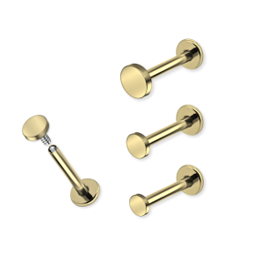 1,2mm Labret Innengewinde Disc Scheibe flach viele Größen gold